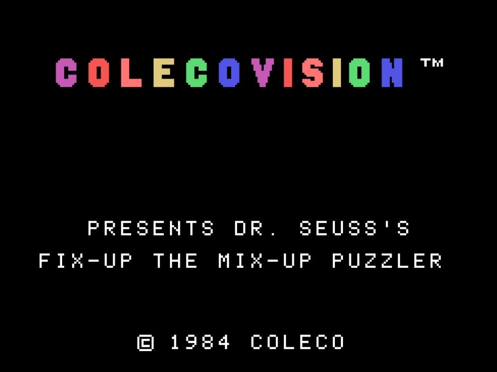 Title Screen of Dr Seuss Fix-up the Mix-up Puzzler for Colecovision